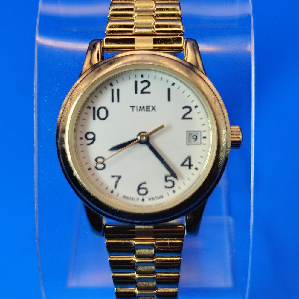 Vintage 1996 Timex Indiglo‎ Date 25mm Women's Quartz Watch Gold Size 4-8+